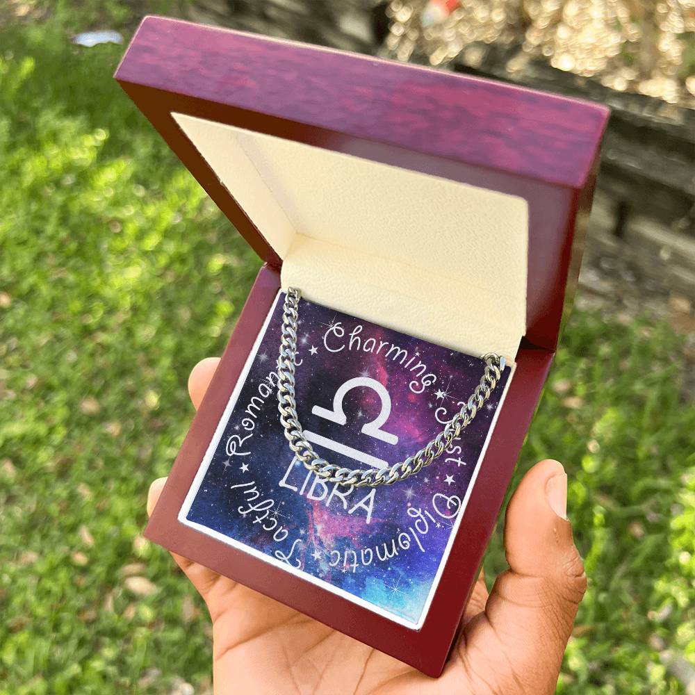 Cuban Link Chain Necklace - Libra Theme