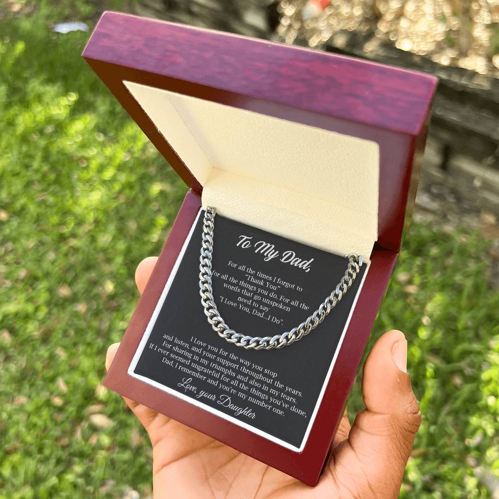 To My Dad Cuban Chain Necklace Gift For Dad From Daughter Father's Day Gift Dad Birthday Present Cuban Link Chain