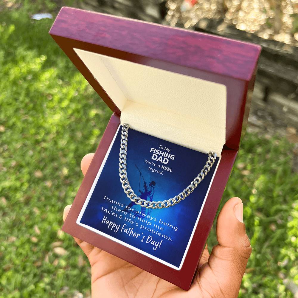 Cuban Link Chain Men To My Fishing Dad Gift For Fishing Dad Father's Day Gift Necklace To Dad From Son Daughter