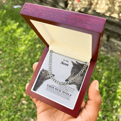 I Believe In You This Old Wolf Mom Gift For Son Cuban Link Chain Necklace