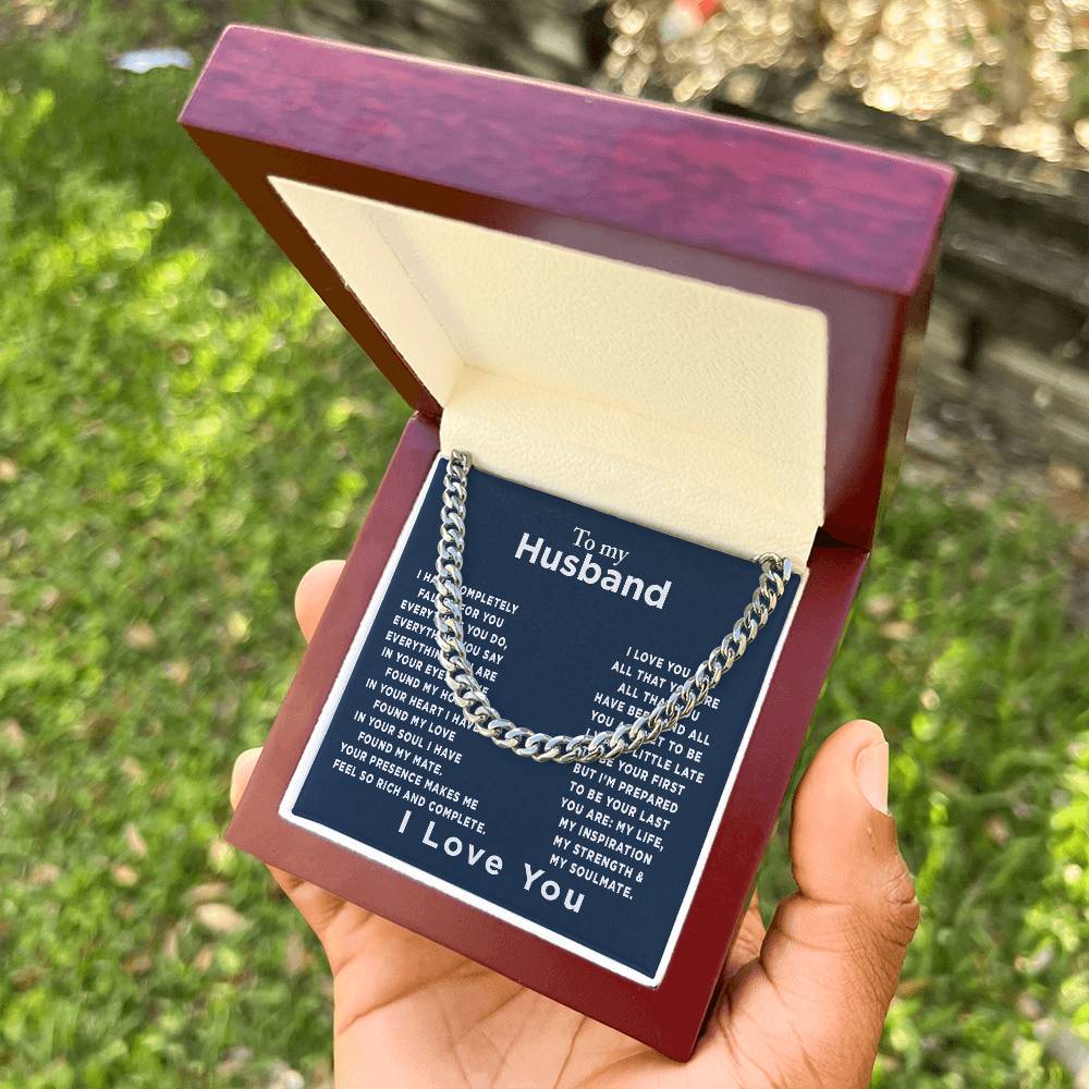 To My Husband - Meeting You Was Fate - Gift For Father's Day Birthday Anniversary - Gift For Husband Gift For Boyfrien Cuban Link Chain