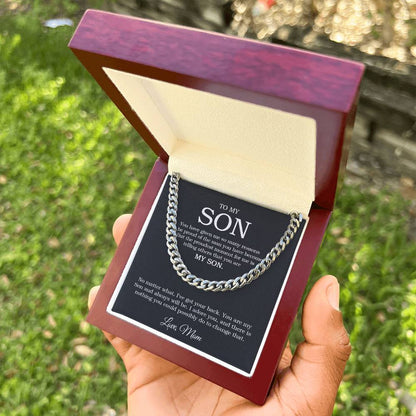 To My Son Chain Necklace Sentimental Gift From Mom Son Birthday Gift Cuban Link Chain