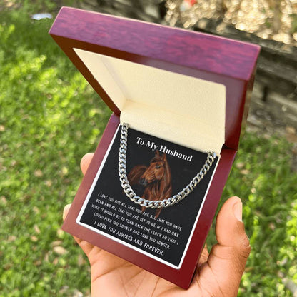 Husband Fathers Day Gift Silver Cuban Link Chain For Men Husband Birthday Gift Anniversary Gift For Horse Lover Cowboy