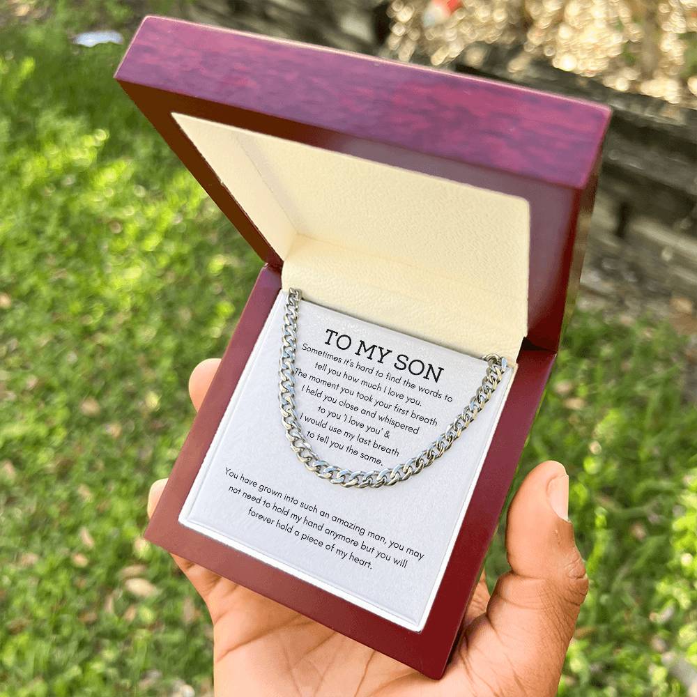 To My Son Christmas Gift For Son From Mom Dad To Son Gift Stocking Stuffers For Teenage Boys Son Necklace From Mom & D Cuban Link Chain