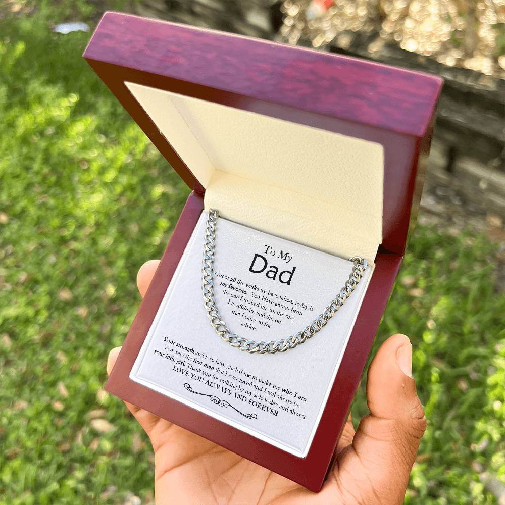 Gift For Dad From Daughter Thank You Dad To My Dad Necklace Gift For Dad On Wedding Day From Daughter Cuban Link Chain