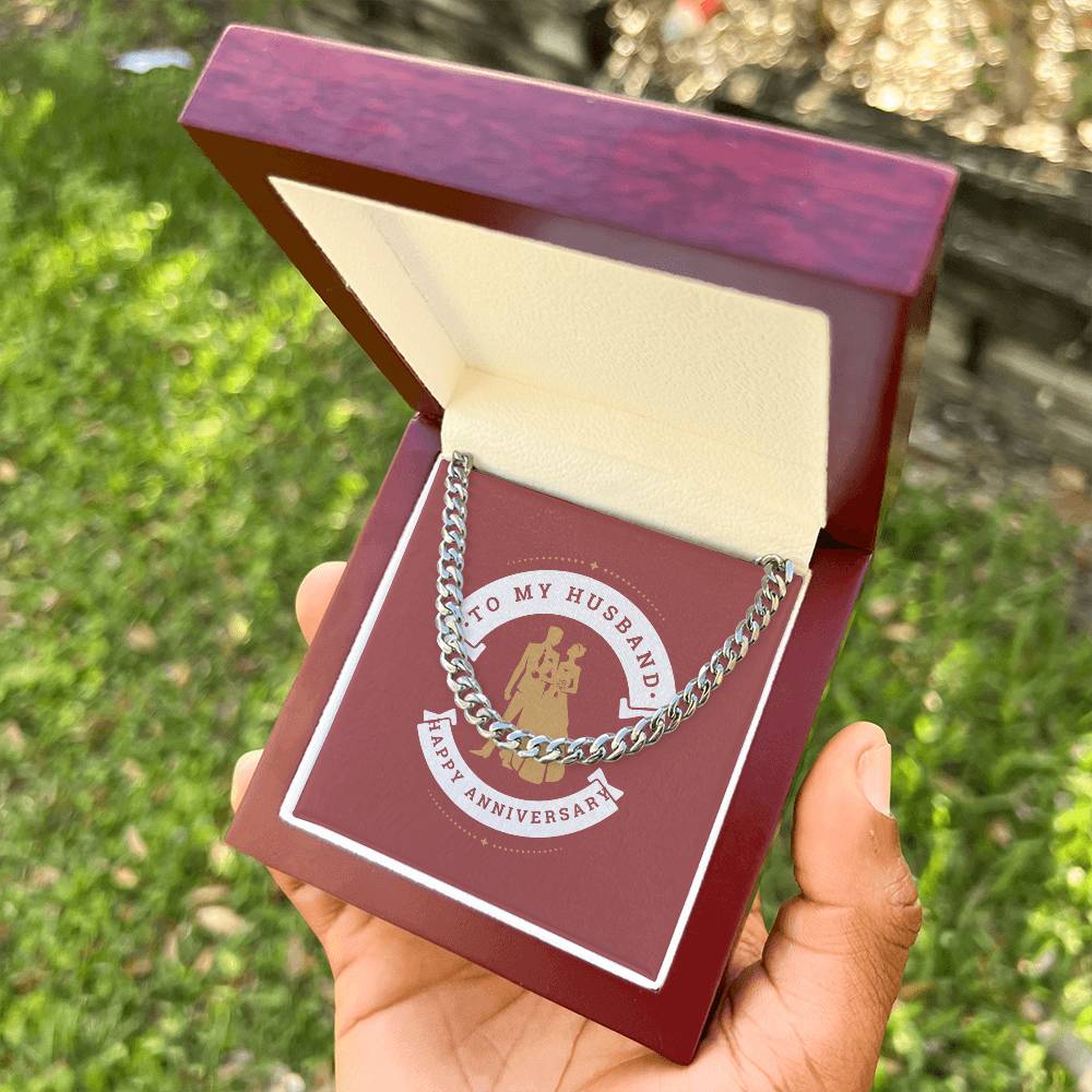 To My Husband - Anniversary Chain Cuban Link Chain