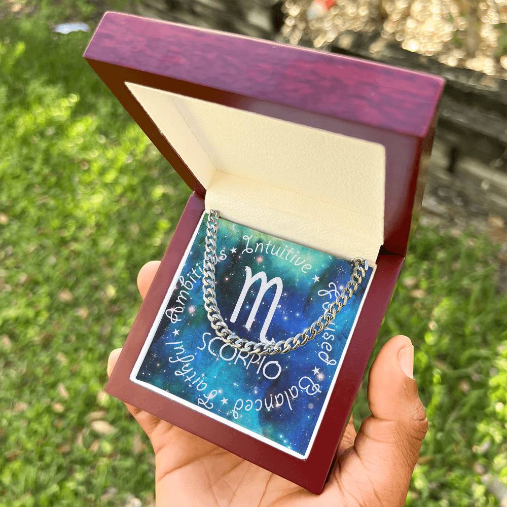 Cuban Link Chain Necklace - Scorpio Theme