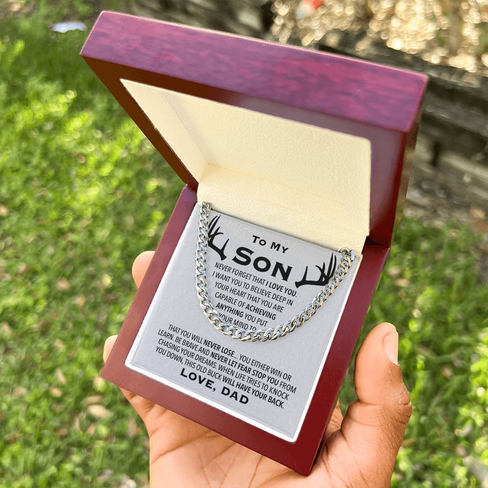 To My Son Link Chain Necklace Cuban Link Chain