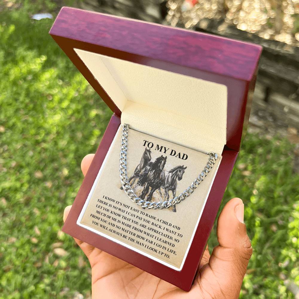 Gifts For Dad From Daughter Fathers Day Gift From Son Silver Cuban Link Chain Dad Birthday Gift For Horse Lover Father