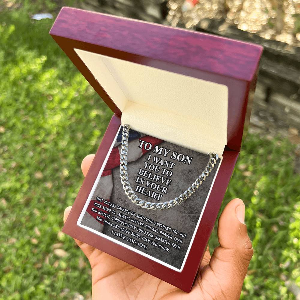 To My Son Necklace Gift For Son Son Graduation Graduate Gift Fathers Day Gift From Mom Father Son Gift Military Depoly Cuban Link Chain