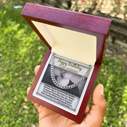 Happy Birthday To My Husband Gift For Him Cuban Link Chain Message Card Gift Box