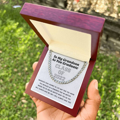 Grandson Graduation Class Of 2022 High School Graduation College Graduation Gift For Grandson Mens Gold Cuban Link Cha Cuban Link Chain