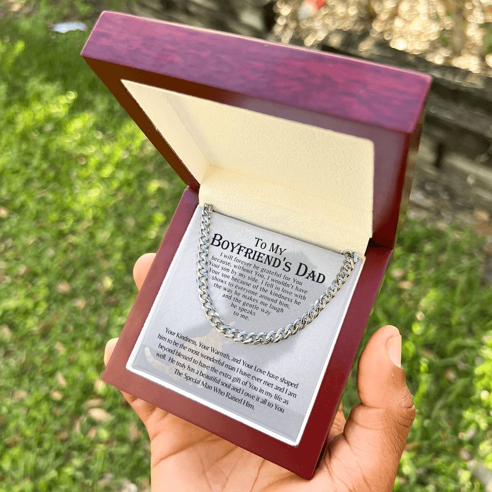 To My Boyfriends Dad Father Gift Cuban Link Chain Necklace For Christmas Birthday Just Because Fathers Day Present Sto