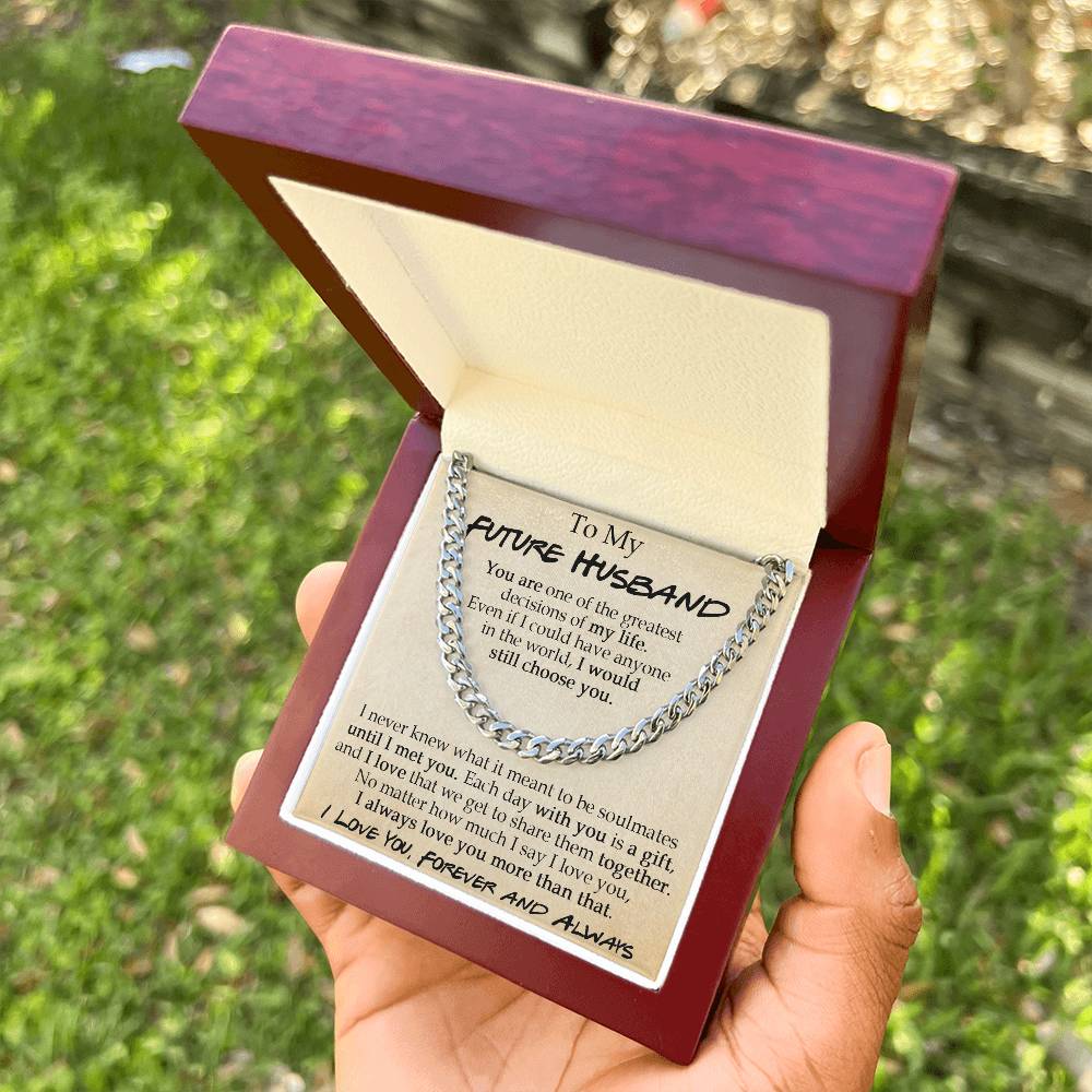 To My Future Husband Cuban Chain Necklace Sentimental Necklace For Him Anniversary Gift Birthday Gift Gift For Future Cuban Link Chain