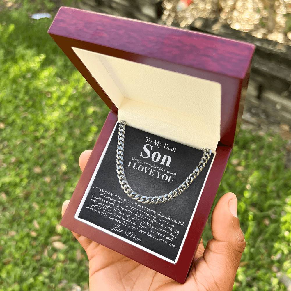 To My Dear Son Cuban Chain Necklace Son Gift From Mom Birthday Graduation Christmas Gift For Son Cuban Link Chain
