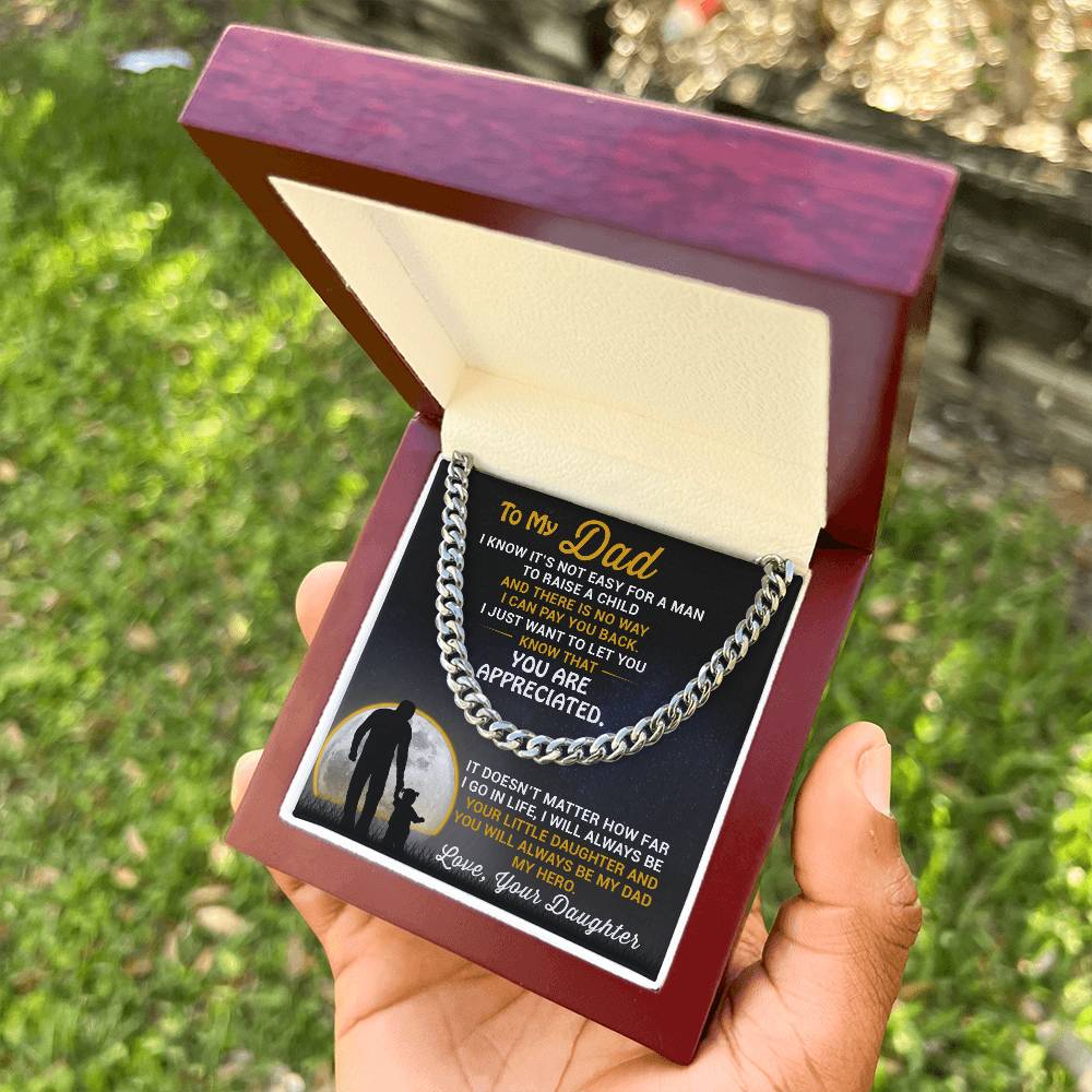 Necklace For Dad From Daughter-Best Father's Day Gift For Dad-Chain Necklace For Dad-Father's Day Jewelry Cuban Link Chain