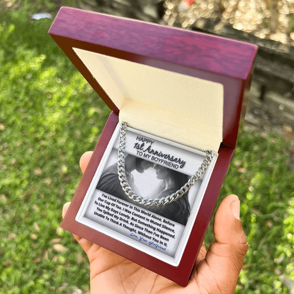 One Year Anniversary Gifts For Boyfriend Link Chain Necklace In Stainless Steel Or 14K Gold Finish Cuban Link Chain