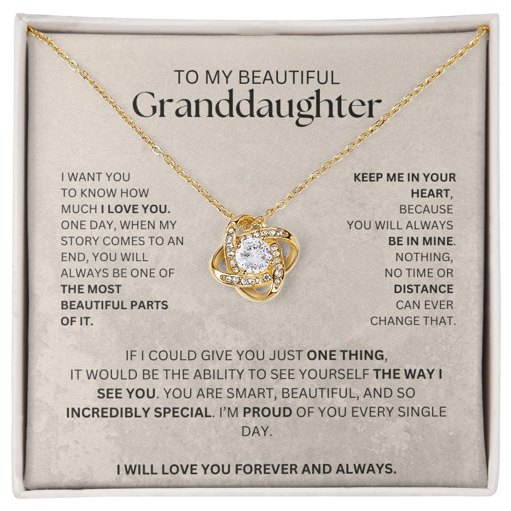 To My Beautiful  Granddaughter Love Knot Necklace