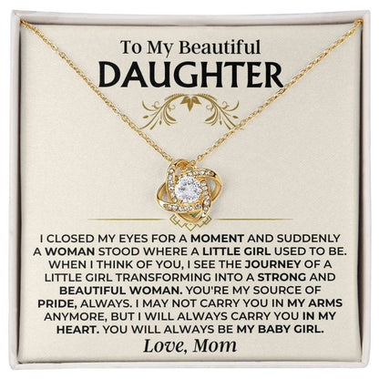 To My Beautiful Daughter - Mom - Love Knot Necklace