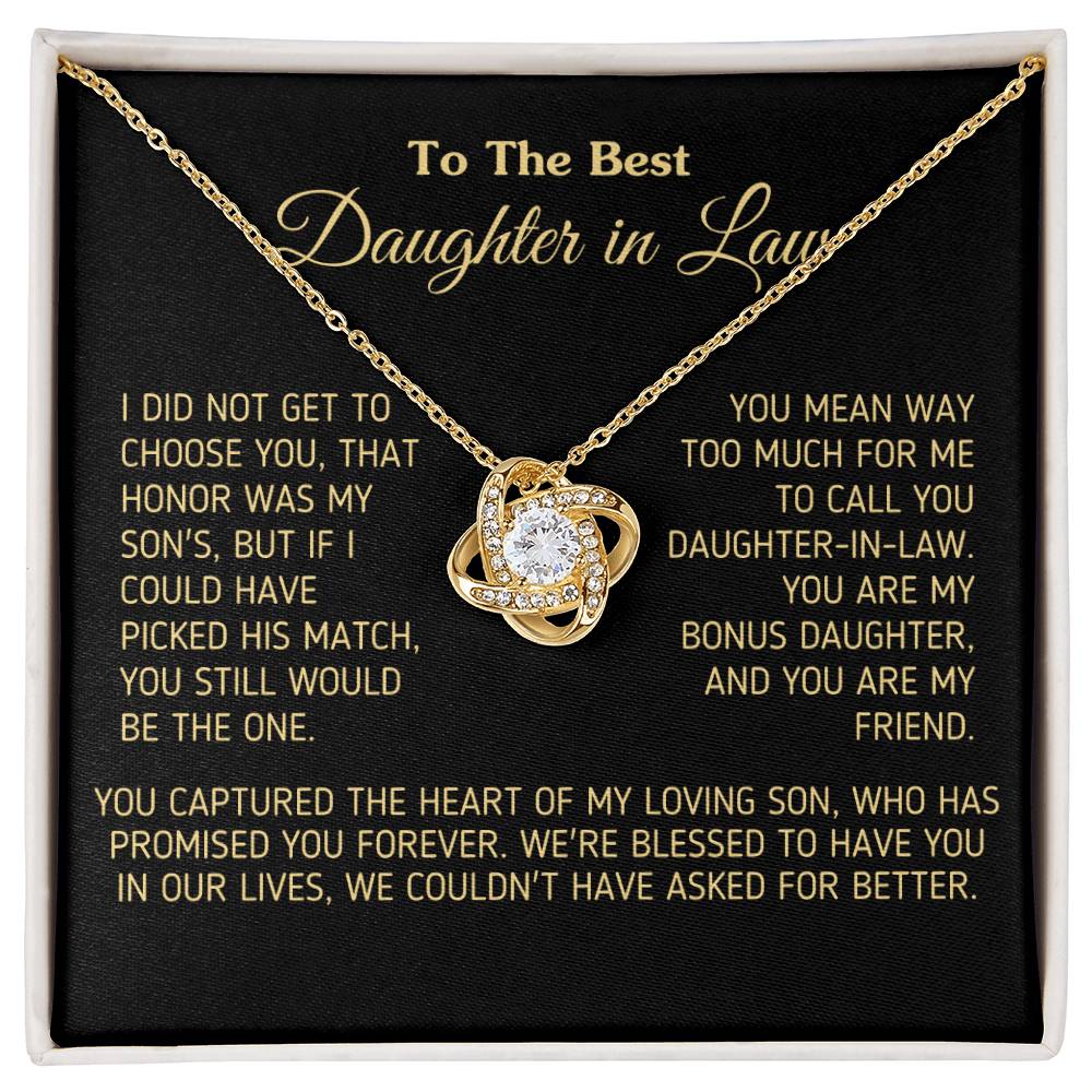 Gift for Daughter In Law You Are My Bonus Daughter, You Are My Friend Necklace Love Knot Necklace