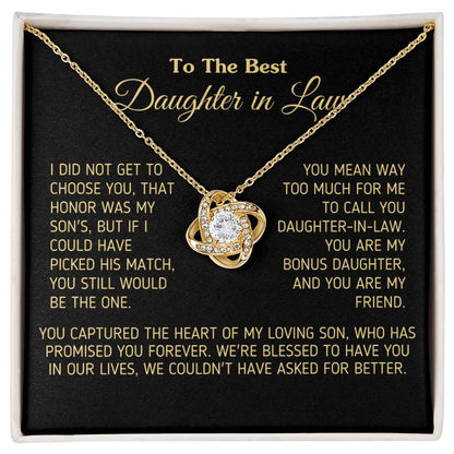 Gift for Daughter In Law You Are My Bonus Daughter, You Are My Friend Necklace Love Knot Necklace