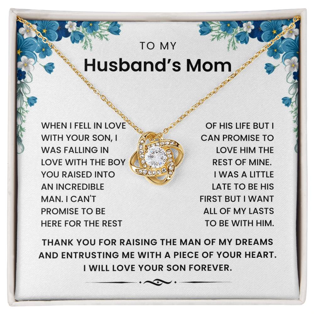 To My Husband's Mom - All My Lasts To Be With Him Love Knot Necklace