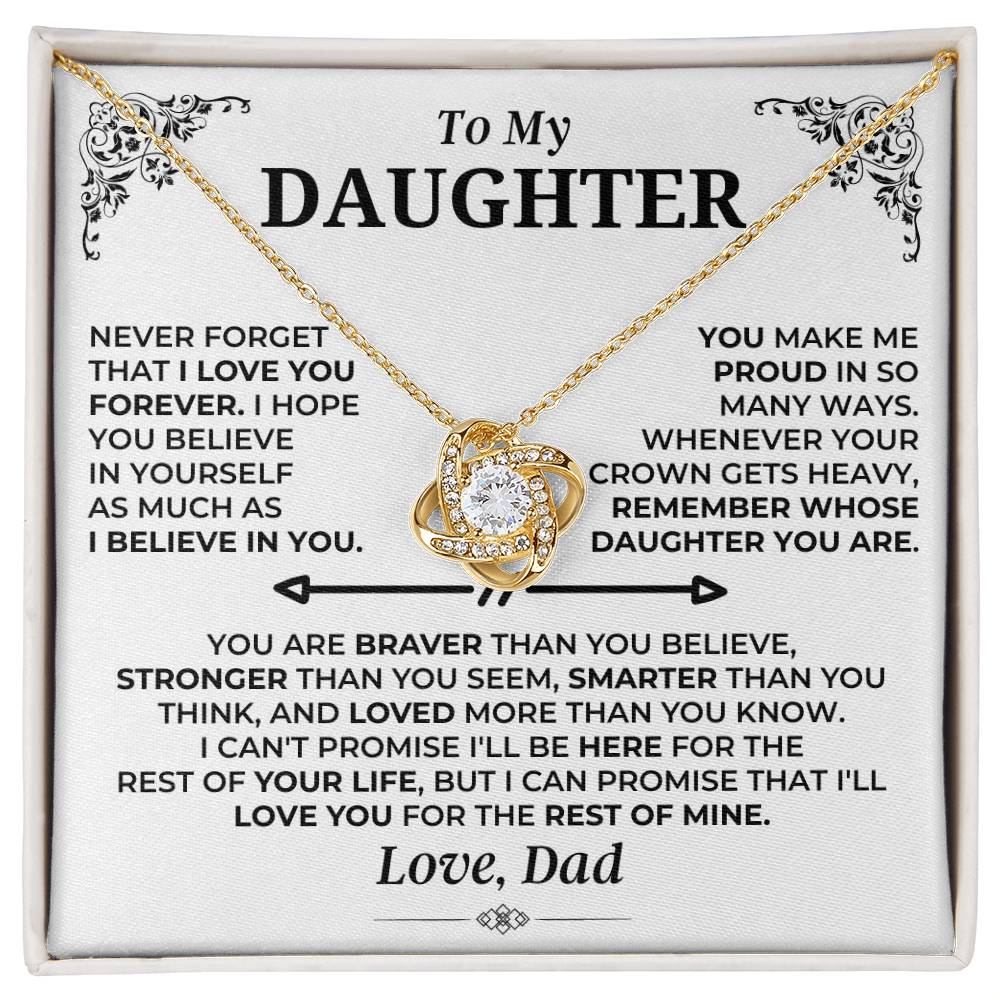 To My Daughter - Love Dad - Beautiful Gift Set - Love Knot Necklace