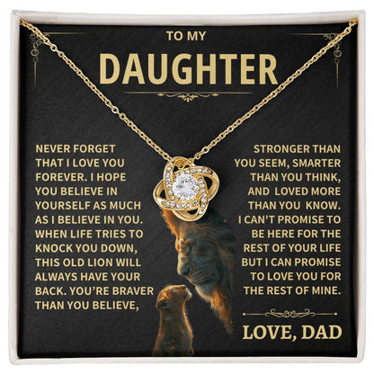 Daughter Gift From Dad, This Old Lion Love Knot Necklace