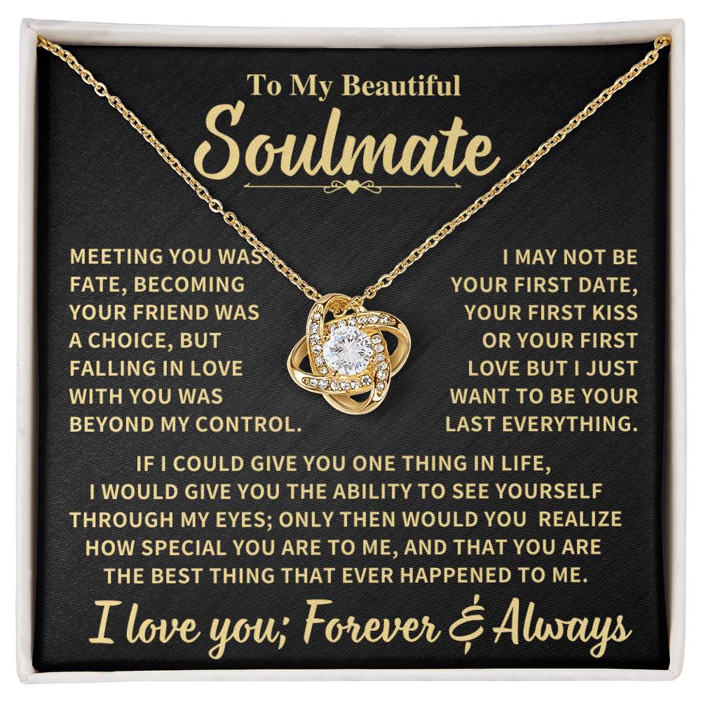 Beautiful Soulmate Gift, Meeting You Was Fate, Knot Necklace Love Knot Necklace