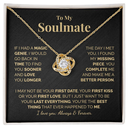 To My Soulmate Love Knot Necklace