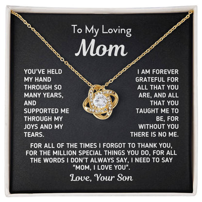 Gift For Mom From Son - Without You There Is No Me Gold Knot Necklace Love Knot Necklace