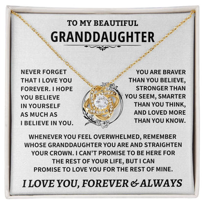 Beautiful Granddaughter Gift Love Knot Necklace