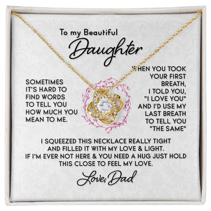 Gift For Daughter - First Breath Necklace From Dad Love Knot Necklace