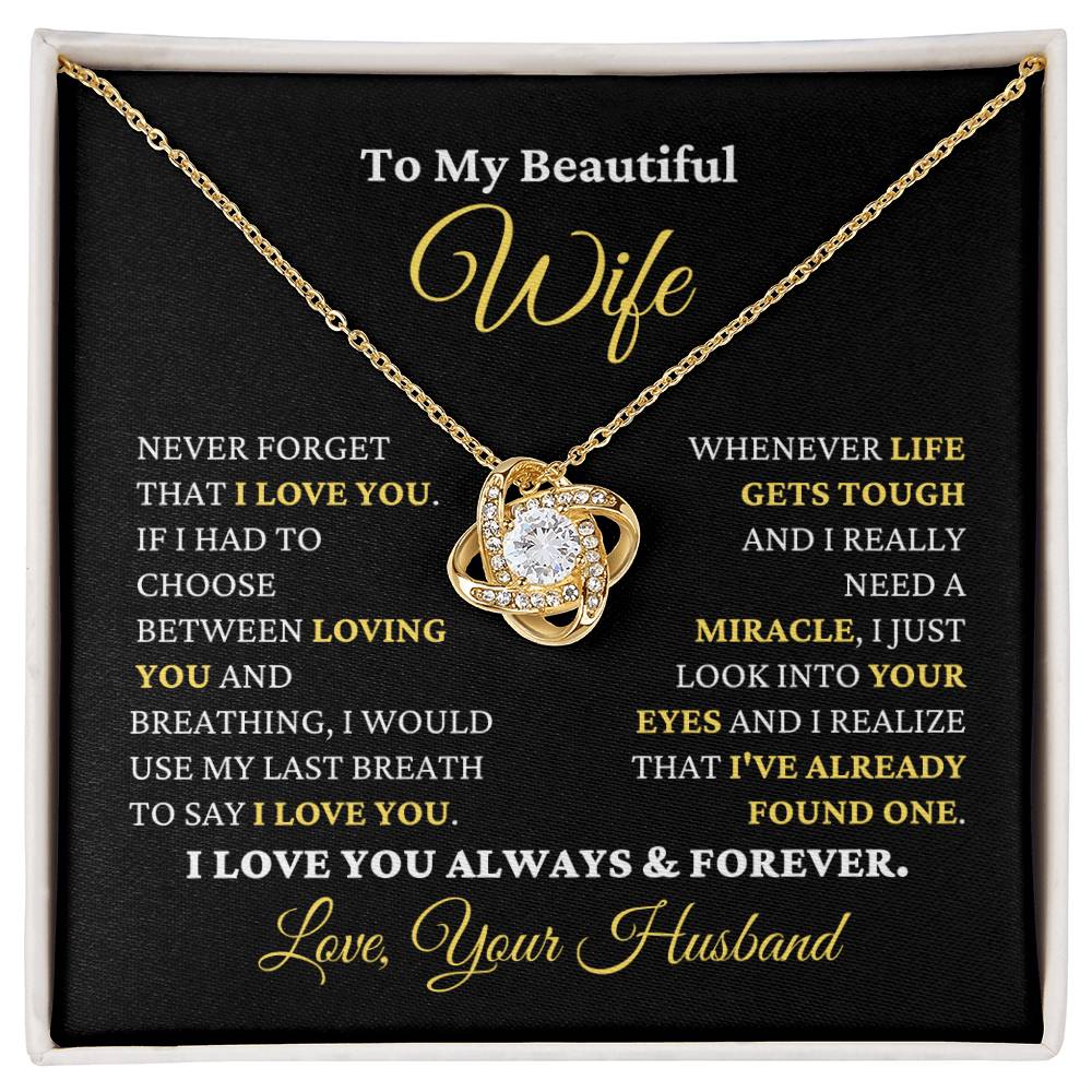 Gift For Wife I Just Look Into Your Eyes Necklace Love Knot Necklace