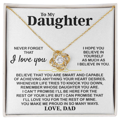 To My Daughter, I Hope You, Gift For Daughter From Dad, Love Knot Necklace Love Knot Necklace