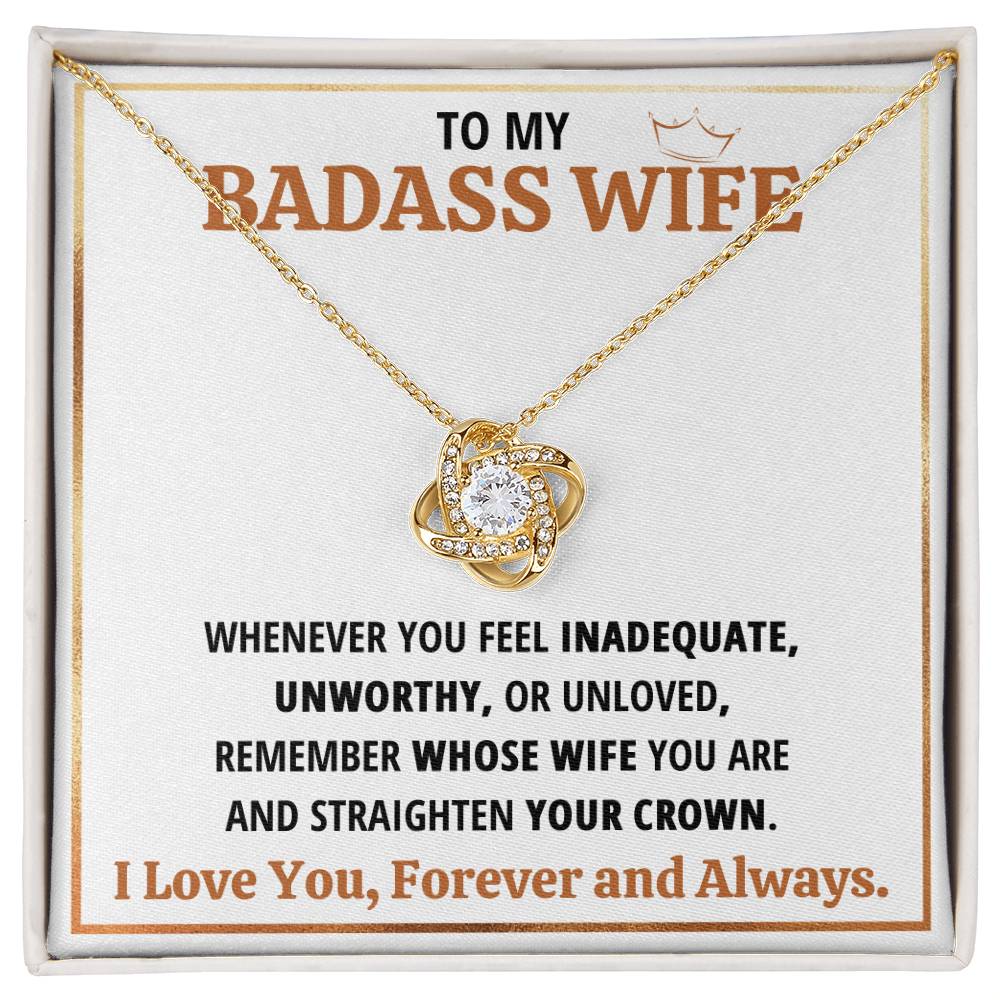 To My Badass Wife Love Knot Earring Necklace Gift Set Love Knot Necklace