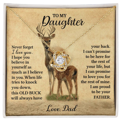 Gift For Daughter Never Forget I Love You Love Dad Necklace (Deer) Love Knot Necklace
