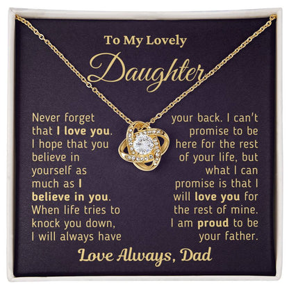 Gift For Daughter Proud To Be Your Father Gold Necklace Love Knot Necklace