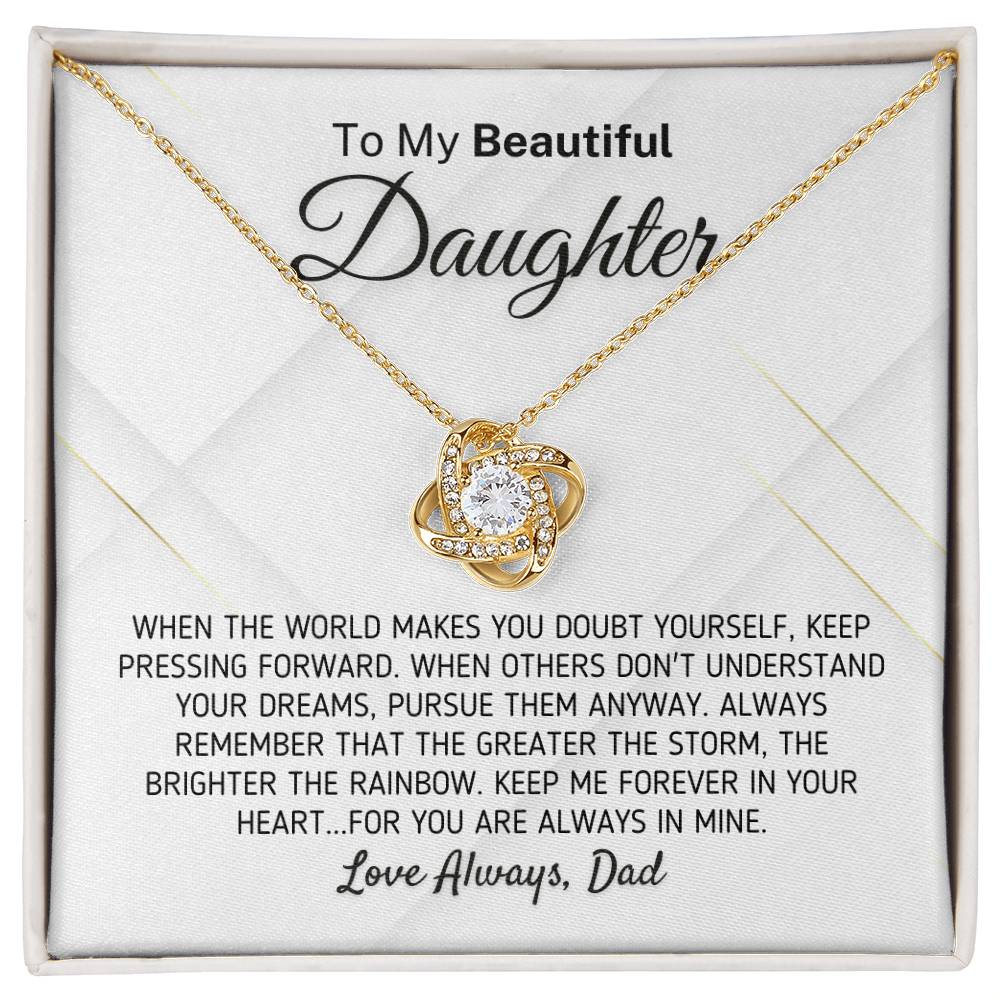 Gift For Daughter - The Greater The Storm Love Dad Necklace Love Knot Necklace