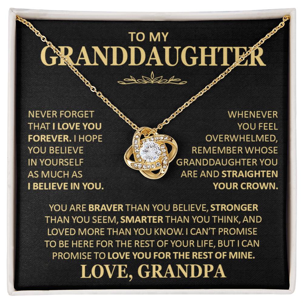 Beautiful Gift for Granddaughter From Grandpa Never Forget That I Love You Necklace Love Knot Necklace