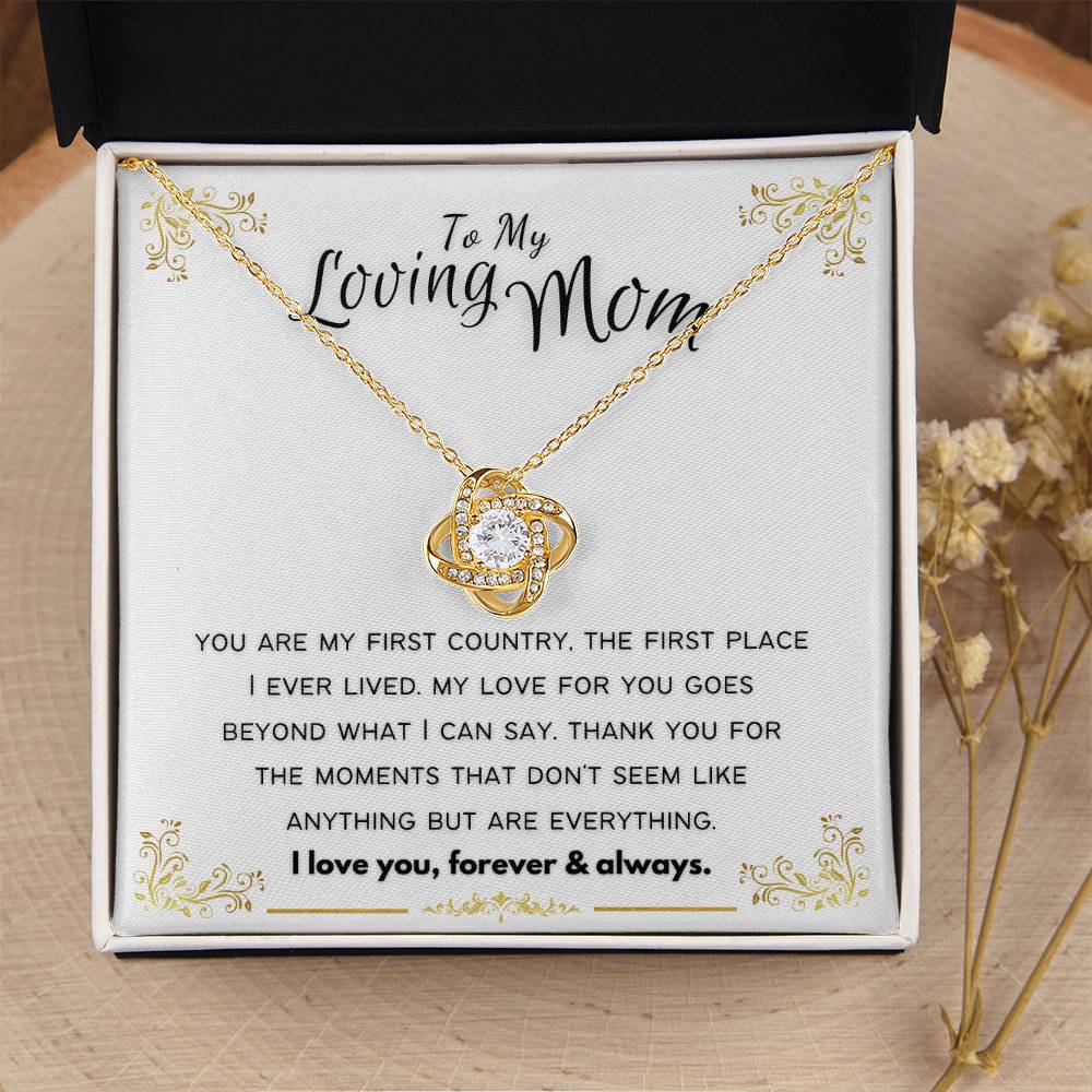 To My Loving Mom Love Knot Necklace
