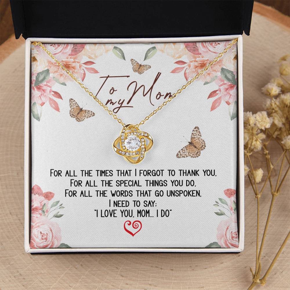 To My Mom Message Card Necklace Gift Necklace For Mom Birthday Gift Necklace For Mom To Mom From Daughter Mom Gift Fr Love Knot Necklace