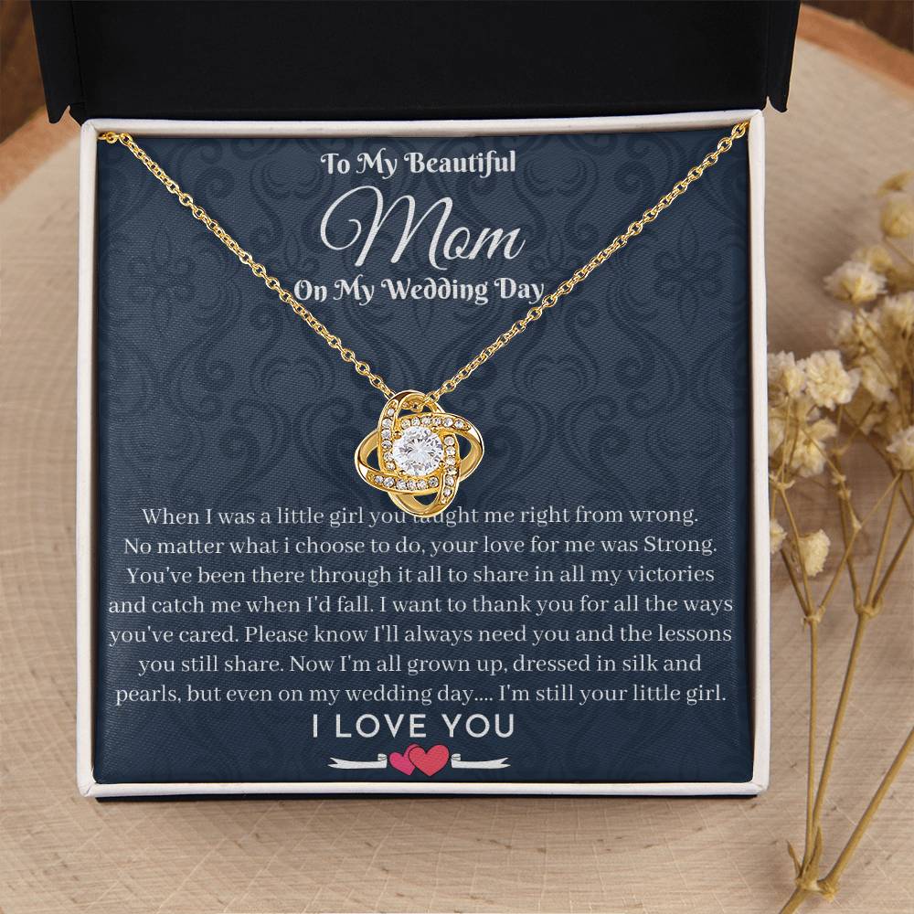 Mother Of The Bride Gift From Daughter To My Lovely Mom On My Wedding Day Necklace Gift From Bride To Mother Momm Love Knot Necklace