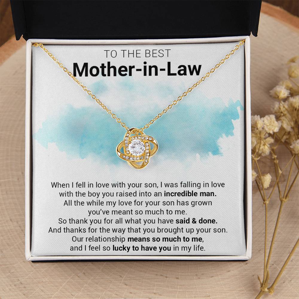 Gift For Mother-In-Law - Lucky To Have You - Love Knot Love Knot Necklace