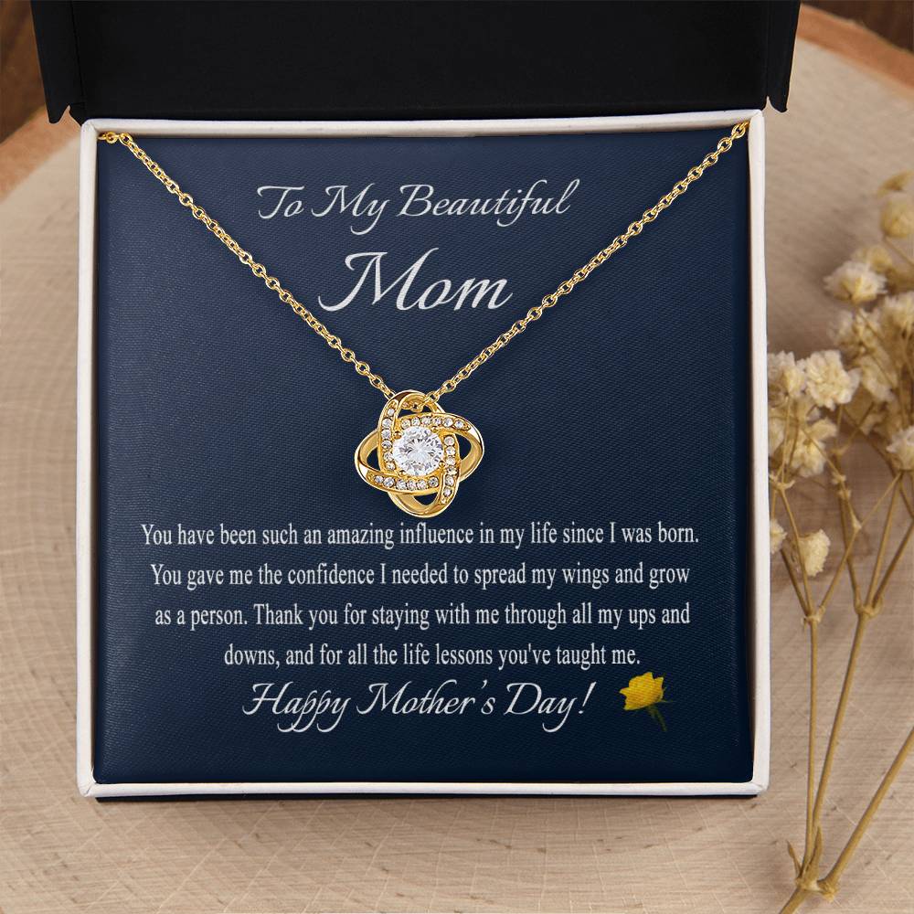 Mothers Day Gift From Daughter Mother's Day Necklace To My Beautiful Mom Necklace Mom Gift From Son Mom Ne Love Knot Necklace