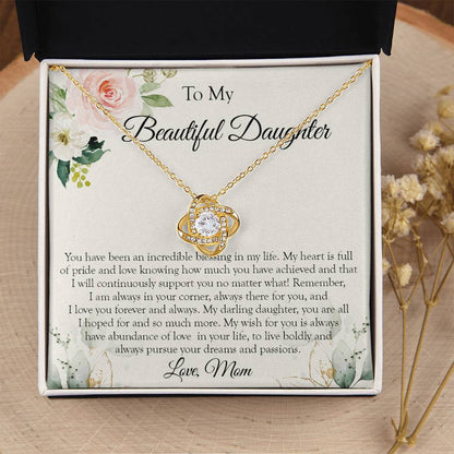 To My Daughter Necklace Gift For Daughter From Mom Sentimental Gift Love Knot Necklace
