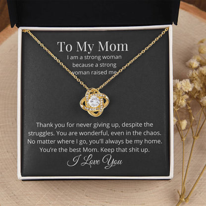 Thank You For Never Giving Up Love Knot Necklace