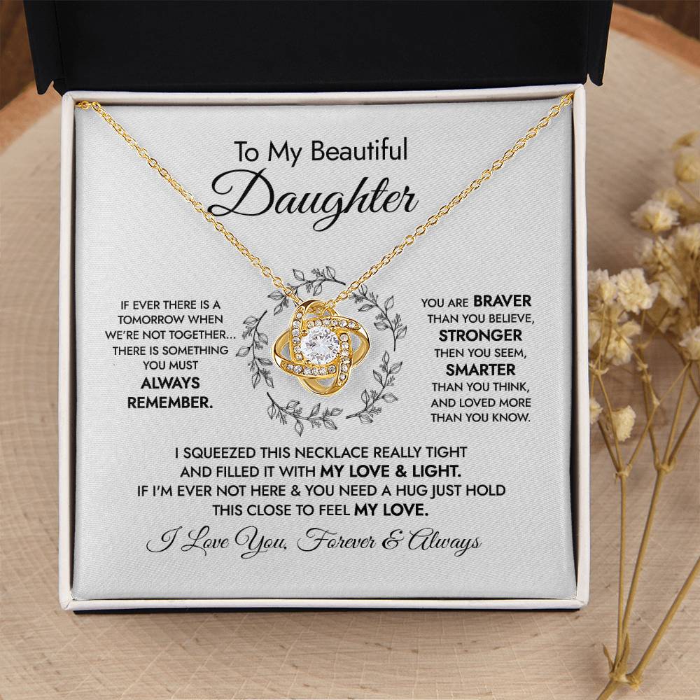 To My Beautiful Daughter Necklace Gift For Daughter From Mom Or Dad Sentimental Gift For Her Daughter Birthday Graduation Gift Love Knot Necklace