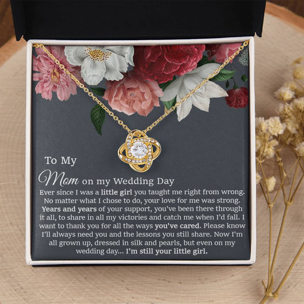 To My Mom On My Wedding Day Gift Wedding Necklace Gift For Mom From Bride Love Knot Necklace
