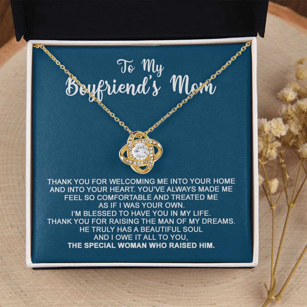 To My Boyfriend's Mom - I Owe It All To You - Necklace Christmas Gift For Boyfriends Mom Pendant Necklace Mothers Day Gift For Boyfr Love Knot Necklace